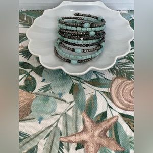 Seafoam Green & Titanium Slade Colored Beaded Cuff